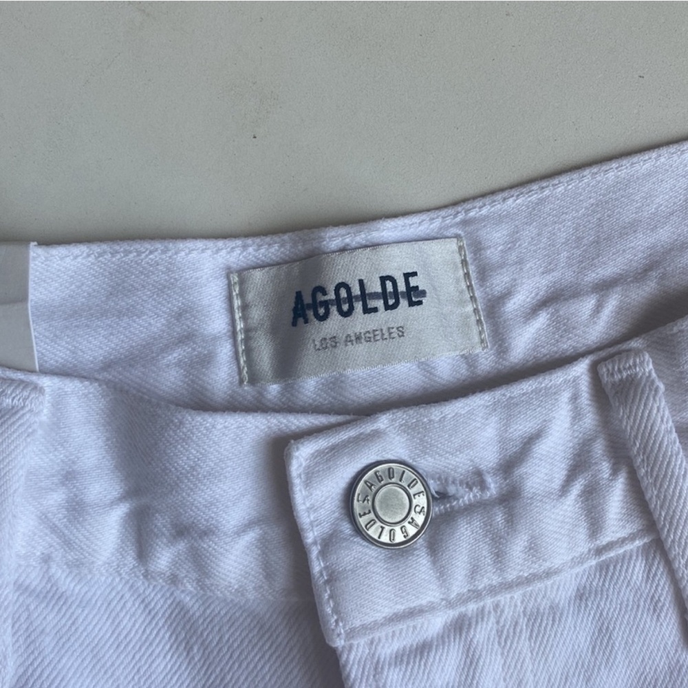 NWT AGOLDE ‘90s Straight Leg Mid Rise Loose Ripped Jean – White SZ 30 - Picture 9 of 10